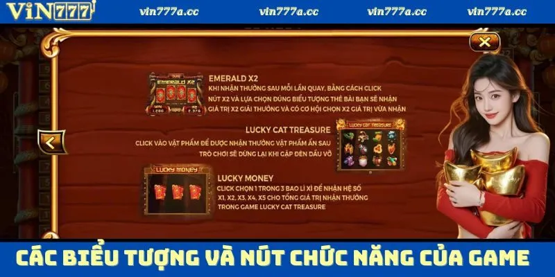 Các biểu tượng và nút chức năng của Thần tài